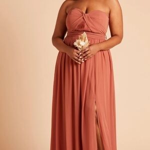 Birdy Grey Grace Chiffon Dress With Slit, Terracotta, Size XL, NWT